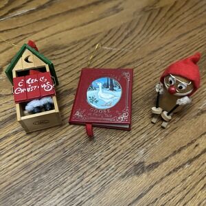 Lot Of Vintage Kurt Adler Christmas Ornaments Outhouse Goose Book Skiing Gnome